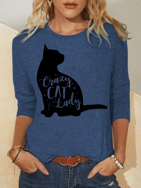 

Crazy Cat Lady Women's Long Sleeve T-Shirt, Blue, Long sleeves
