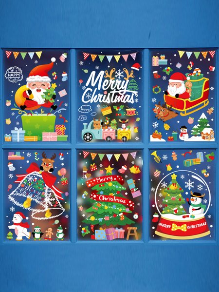 

Christmas Window Sticker Decoration Santa Reindeer Snowflake Decal Window Decoration, Color1, Home & Garden & Decorations
