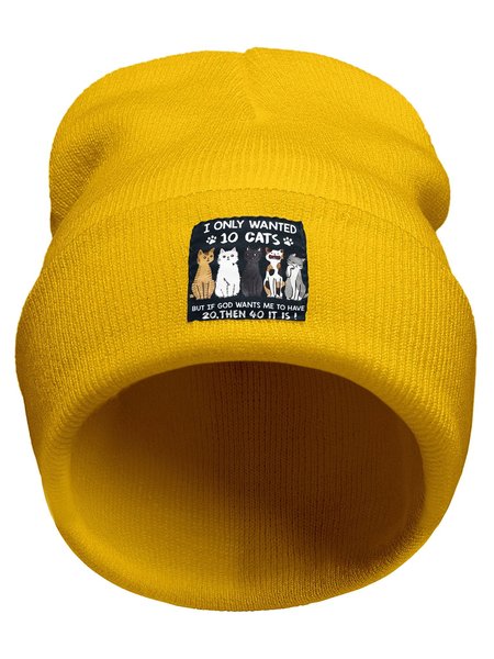 

Cat Lover Funny Graphic Beanie Hat, Yellow, Hats