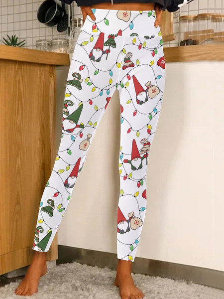

Women Christmas Tree Simple Leggings, White, Leggings