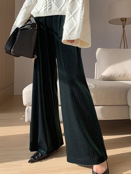 

Long Daily Regular Fit Simple Velvet Fashion Pants, Green, Pants
