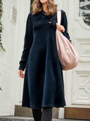 

Casual Double Collar Regular Fit Dresses, Black, Dresses