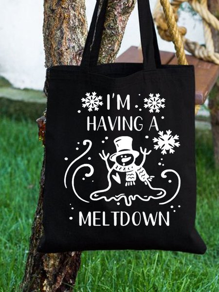 

I‘m Having A Meltdown Christmas Snowman Shopping Tote, Black, Bags