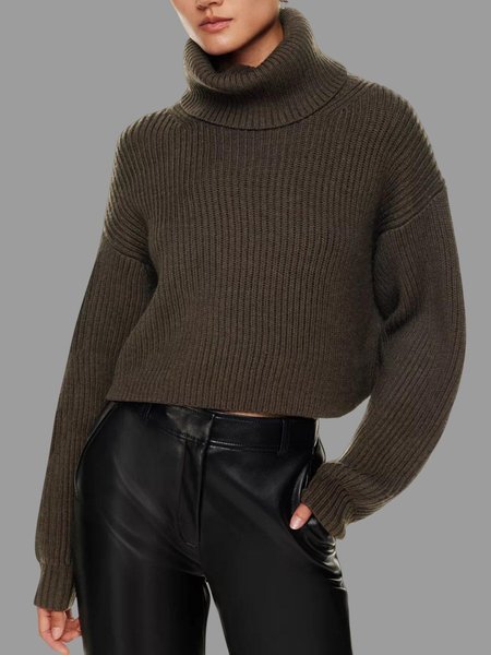 

Loose Acrylic Plain Sweater, Deep brown, Pullovers