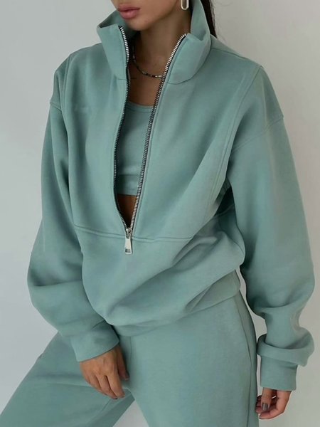 

Long sleeve Plain Casual Loose Sweatshirt, Blue, Hoodies and Sweatshirts