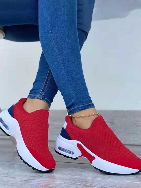 

Contrast Panel Shock Absorbing Sneakers, Red, Sneakers