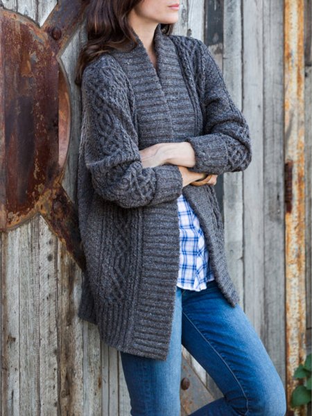 

Long sleeve Loose Vintage Sweater Coat, Gray, Cardigans
