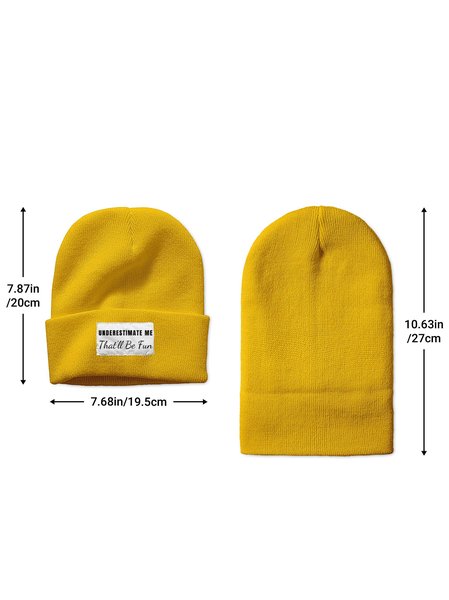 

Underestimate Me That’ll Be Fun Funny Letters Beanie Hat, Yellow, Hats