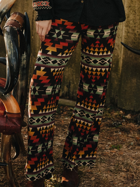 

Boho Ethnic Casual Pants, Multicolor, Pants