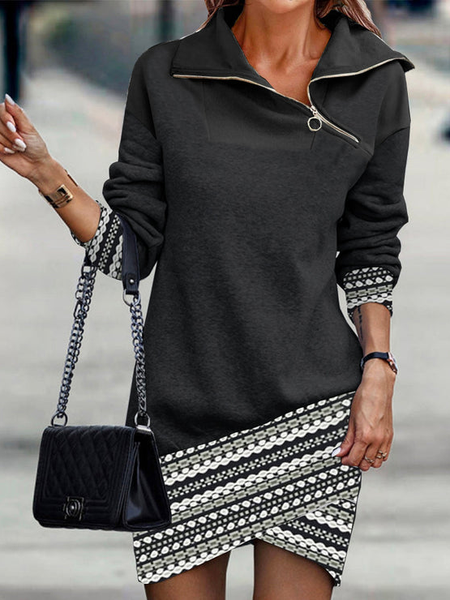 

Regular Fit Geometric Dresses, Black, Dresses