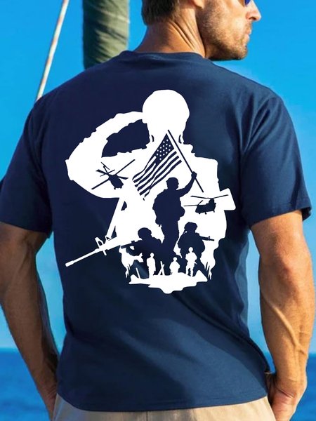 

Men Funny Veteran's Day Cotton Loose T-Shirt, Blue, T-shirts