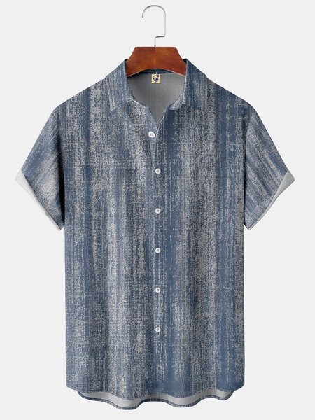 

Art Texture Chest Pocket Short Sleeve Shirt, Blue, Men Shirts