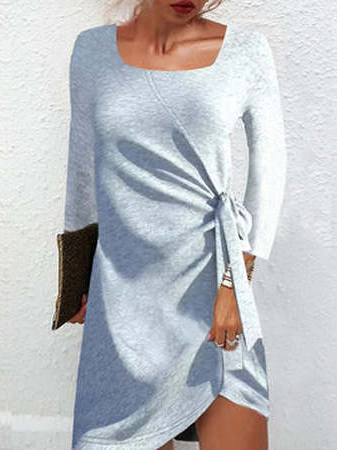 

Plain Loose Square Neck Dresses, Gray, Dresses