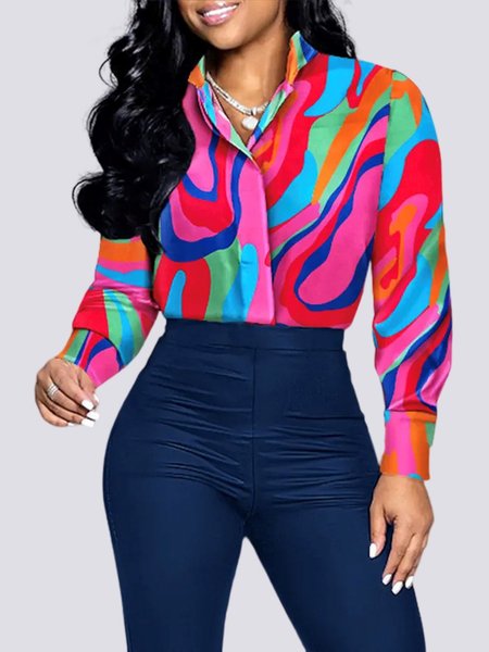 

Long sleeve Abstract Regular Fit Urban Blouse, Multicolor, Blouses and Shirts
