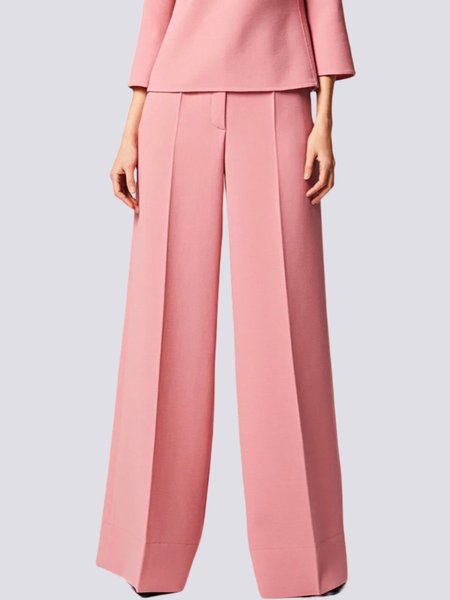

Daily Plain Simple Fashion Wide leg Pants, Pink, Pants
