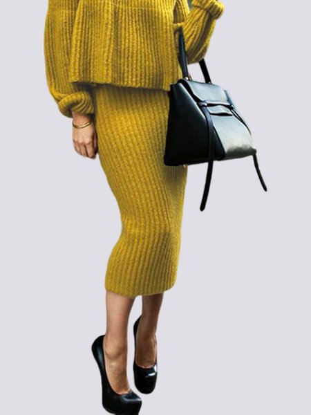 

Simple Plain Tight Skirt, Yellow, Skirts