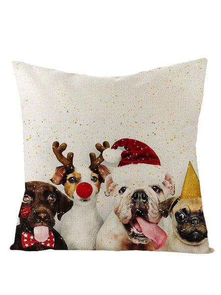 

Christmas Pillow Cover Christmas Animal Cat Dog Print Festive Party Cushion Cover, Color5, Home Decor