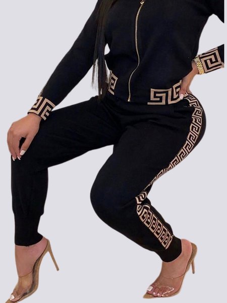 

Casual Plain Mid Waist Regular Fit Sweatpants, Black, Pants