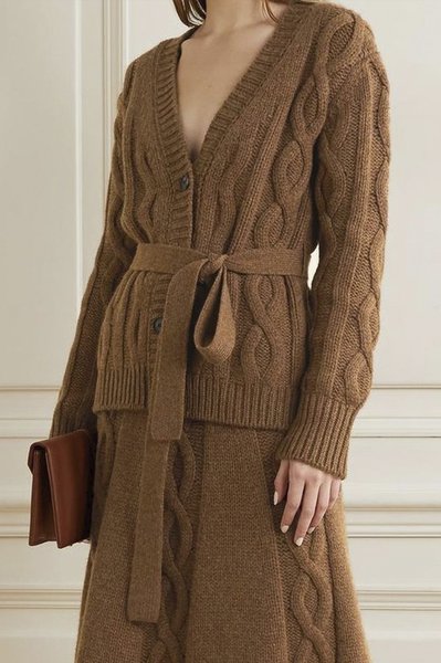 

Daily Long sleeve Simple Regular Fit Sweater Coat, Coffee, Cardigans