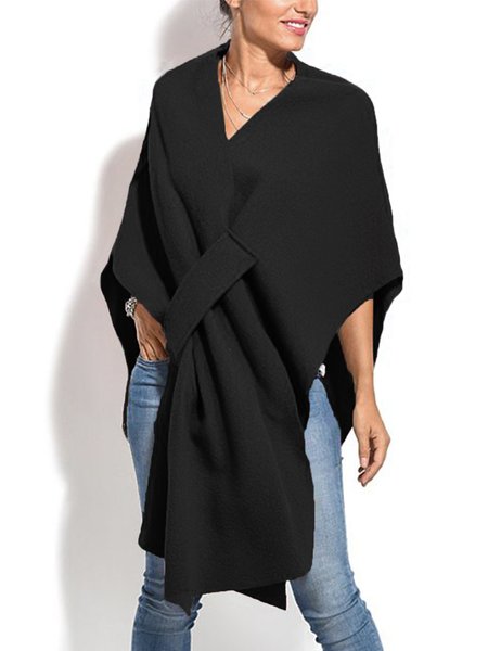 

Stylewe Casual Cross Neck Plain Loose Top, Black, Tops