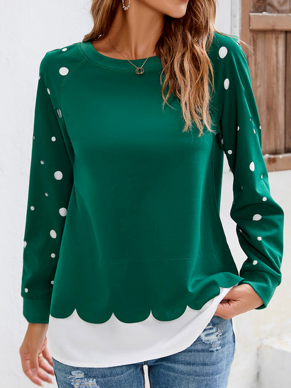 

Crew Neck Christmas Casual Sweatshirts, Green, Tunics