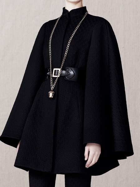 

Loose Stand Collar Long sleeve Urban Overcoat, Black, Coats