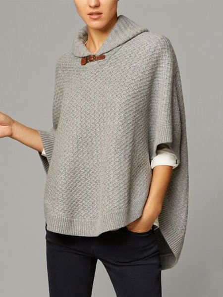 

Casual Loose Plain Sweater, Gray, Pullovers