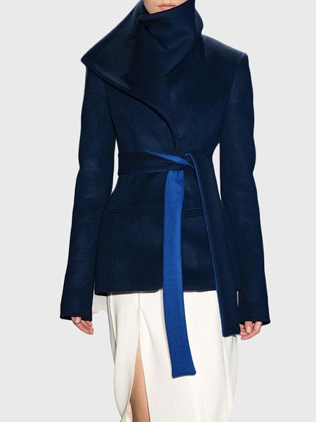 

Long sleeve Regular Fit Plain Shawl Collar Jacket, Blue, Jackets