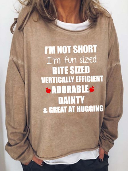 

Women I’m Not Short I’m Fun sized Adorable Dainty Casual Crew Neck Sweatshirt, Khaki, Hoodies&Sweatshirts