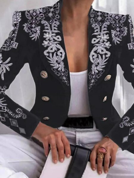 

Ethnic Shawl Collar Urban Blazer, Black, Blazers