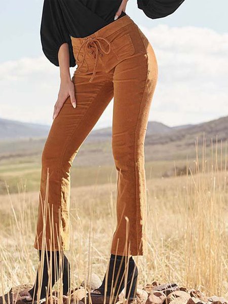 

Casual Regular Fit Corduroy Casual Pants, Yellow brown, Pants