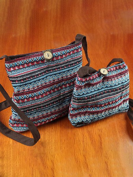 

Ethnic Vintage Striped Embroidered Shoulder Bag Ethnic Pattern Crossbody Bag, As picture, Women's Bags