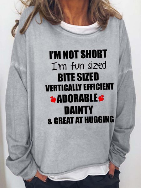 

Women I’m Not Short I’m Fun sized Adorable Dainty Casual Crew Neck Sweatshirt, Gray, Hoodies&Sweatshirts