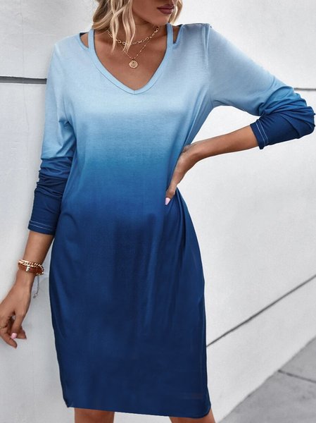 

Casual Loose Ombre Dress, Blue, Dresses