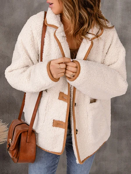 

Casual Lapel Collar Cotton-Blend Other Coat, Beige, Coats