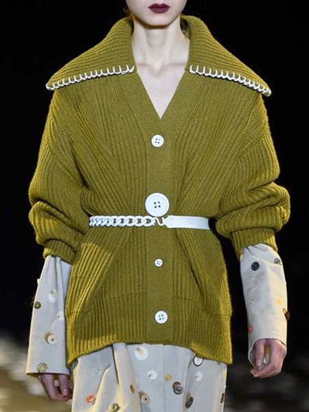 

Urban Loose Color Block Sweater Cardigan, As picture, Cardigans