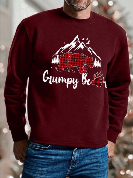 

Men Grumpy Bear Christmas Regular Fit Crew Neck Sweatshirt, Red, Hoodies&Sweatshirts