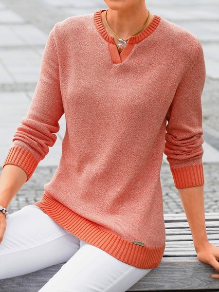 

Plain Wool/Knitting Regular Fit Sweater, Orange, Sweaters & Cardigans