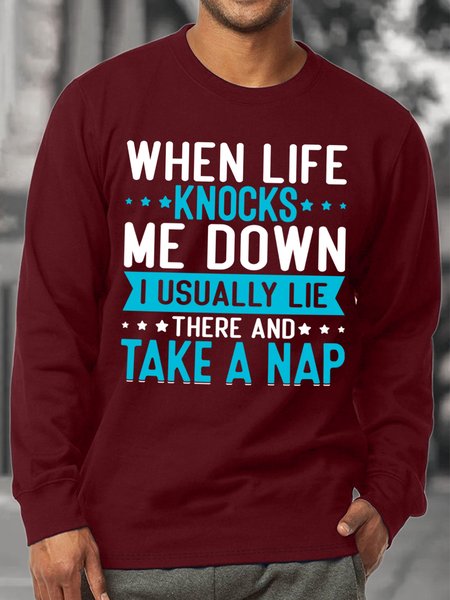 

Lilicloth X Abu When Life Knocks Me Down I Usually Lie There And Take A Nap Men's Sweatshirt, Red, Hoodies&Sweatshirts