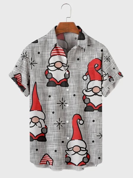 

Big Size Gnomes Chest Pocket Short Sleeve Hawaiian Shirt, Gray, Short Sleeve Shirts