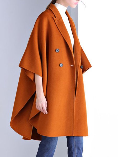 

Half sleeve Plain Lapel Collar Loose Jacket, Caramel, Jackets