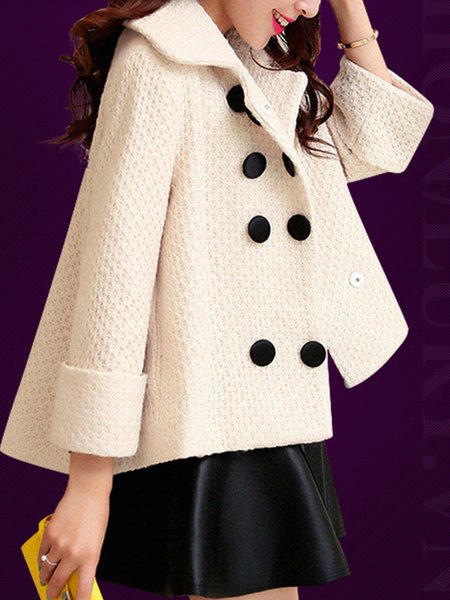 

Three Quarter Sleeve Shawl Collar Elegant Plain Jacket, White, Jackets