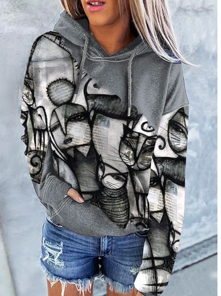 

Hoodie Boho Color Block Sweatshirts, Gray, Sweatshirts & Hoodies