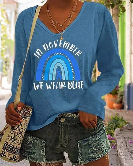 

We Are Blue Casual V Neck T-Shirt, T-Shirts