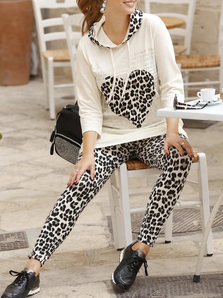 

Hoodie Leopard Casual Two Piece Sets, Suit Set