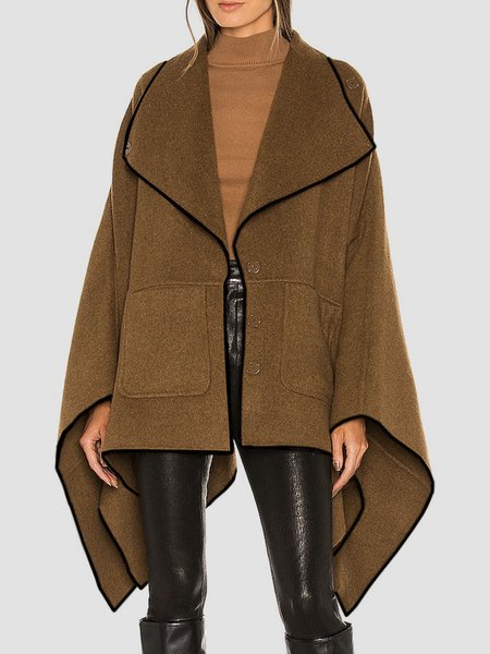 

Daily Long sleeve Urban Regular Fit Plain Overcoat, Camel, Coats