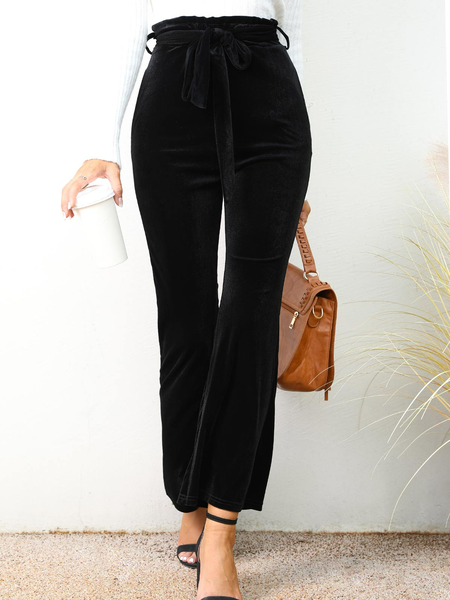 

Urban Pocket Black Belted Flare Leg Pants, Pants