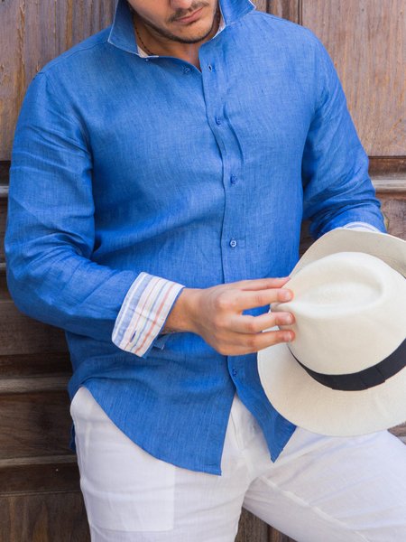

Striped Panel Long Sleeve Shirt, Blue, Long Sleeve Shirts