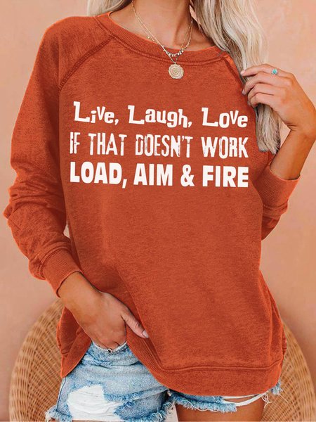 

Womens Live Laugh Love Casual Crew Neck Sweatshirt, Orange, Hoodies&Sweatshirts
