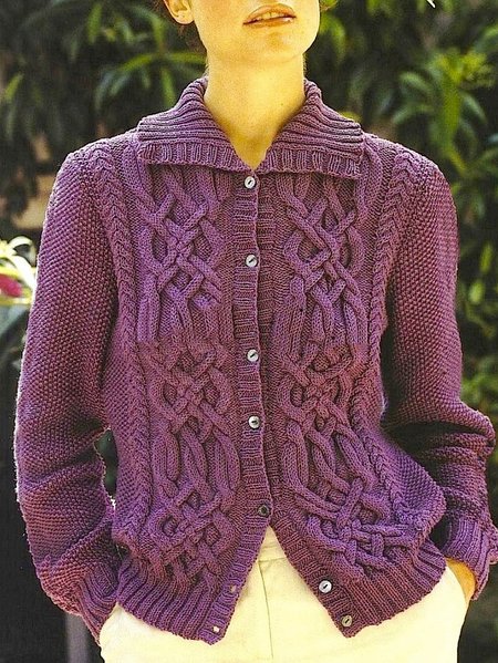 

Retro Lapel Slim Fit Thick Thermal Sweater Coat, Purple, Cardigans